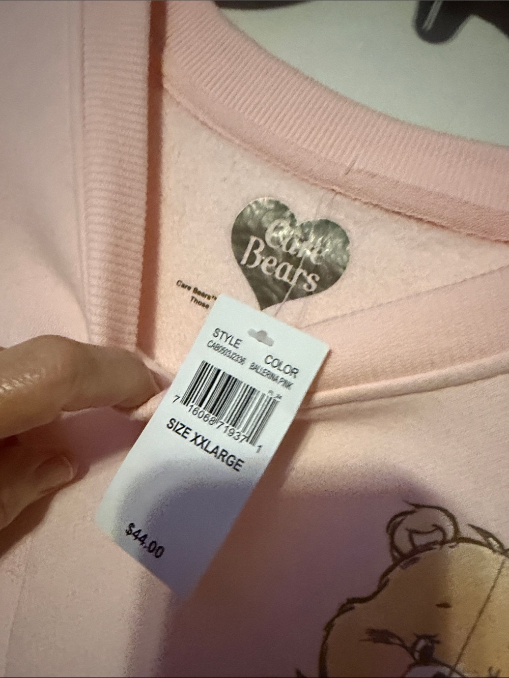Care Bears Light Pink Crewneck Sweatshirt with Bear Graphic 2X NWT - Picture 4 of 6